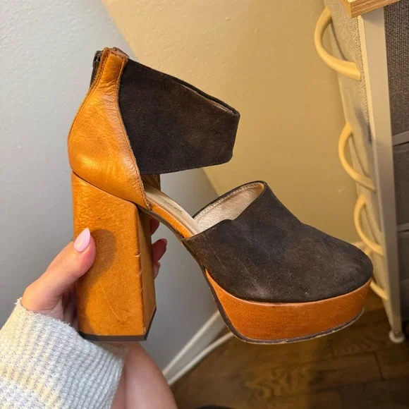 Free People Two-Tone Suede Platform Heels - Picture 7 of 14